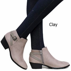 New Clay Western Low Heel Ankle Boots Booties